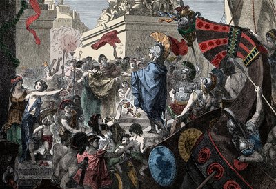 Die Rückkehr des Alkibiades nach Athen - Griechische Antike: die triumphale Rückkehr des Alkibiades (450-404 v. Chr.) nach Athen, 407 v. Chr. von Unknown artist