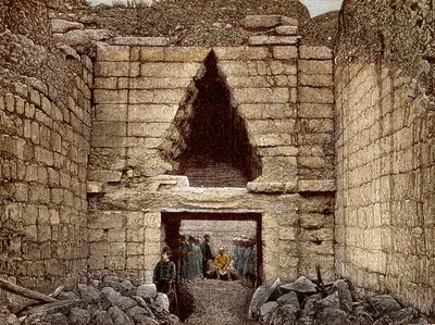 Die Ausgrabungen in Mykene unter der Leitung von Heinrich Schliemann - Das Löwentor, Haupteingang zu Mykene von Unknown artist