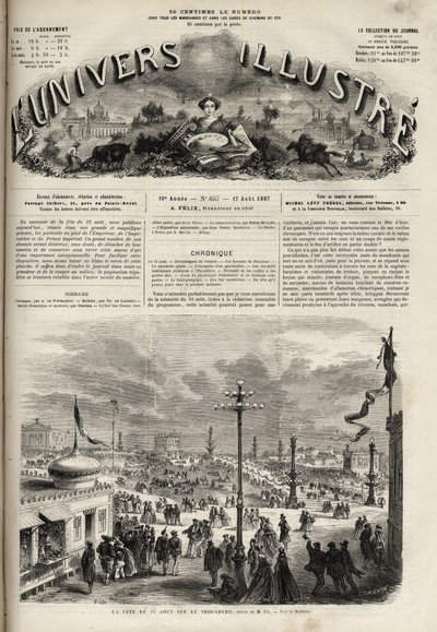Das Fest am 15. August 1867 auf dem Trocadéro in Paris - Das illustre Universum 1867 von Unknown artist