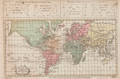 Die Welt nach der Mercator-Projektion oder Edw Wrights, ca. 1730 von Unknown artist