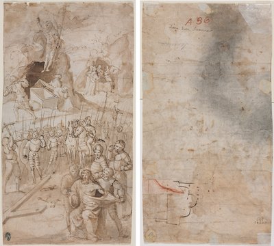 Drei Szenen aus der Passion Christi (recto) Architektonische Skizze (verso) von Unknown artist