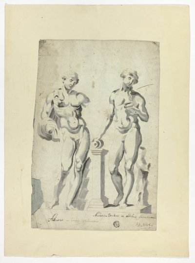 Zwei Skulpturen: Antinous in den Vatikanischen Gärten und Nisaus Bacchus im Farnese-Palast von Unknown artist