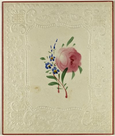 Unbetiteltes Valentinsmotiv (Große rosa und kleine blaue Blumen) von Unknown artist