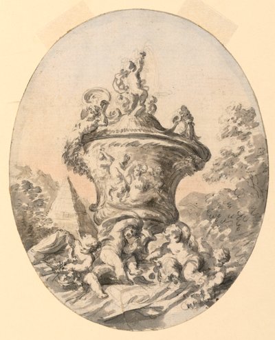Vase in Landschaft von Unknown artist