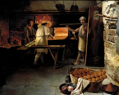 Ansicht aus dem Inneren einer Bäckerei. Anonymes Gemälde des 18. Jahrhunderts von Unknown artist