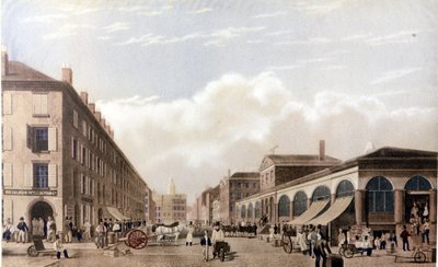 Ansicht von New York: Markt an der Fulton Street. SD Lithographie um die Mitte des 19. Jahrhunderts. von Unknown artist