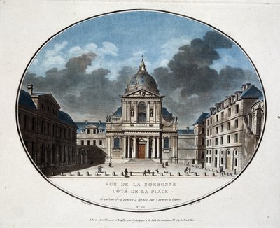 Ansicht der Sorbonne, von der Seite des Platzes - Gravur von Unknown artist
