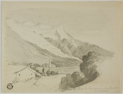 Ansicht des Dorfes Chamonix und des Bossons-Gletschers von Unknown artist
