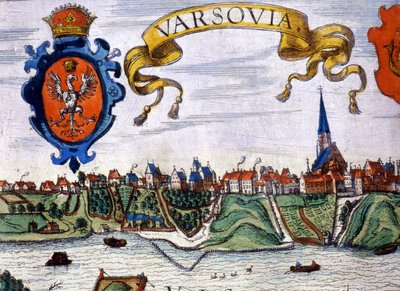 Ansicht der Stadt Warschau mit dem Stadtwappen. 1780. von Unknown artist
