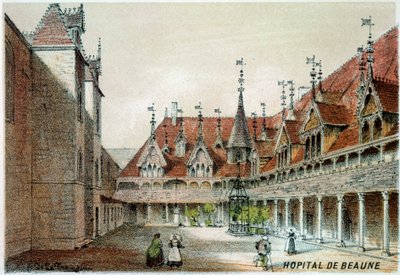 Ansicht des Hofes der Hospices de Beaune von Unknown artist