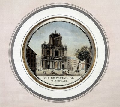 Ansicht des Tores von St. Gervais - Gravur von Unknown artist
