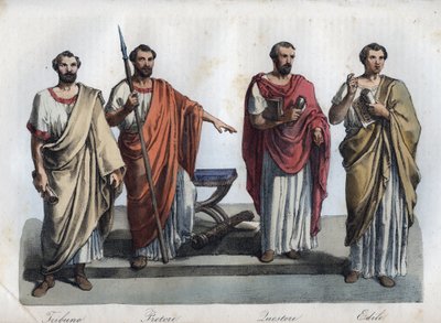 Magistrate des antiken Roms - Tribunus - Praetor - Quaestores - Aediles (Stich aus „Usi e Costumi di Tutti i Popoli dell