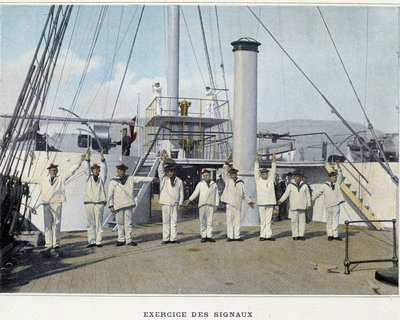 Exercise des Signals - in „Album militaire - Marine: La vie à bord“ von Unknown photographer