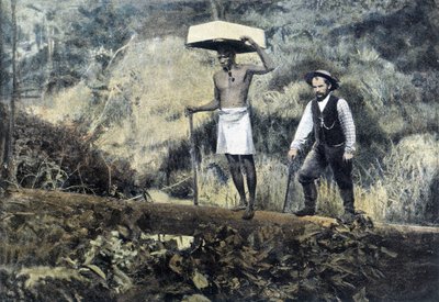 Kentzer: Goldsucher und sein Träger - Fotografie, Ende des 19. Jahrhunderts von Unknown photographer