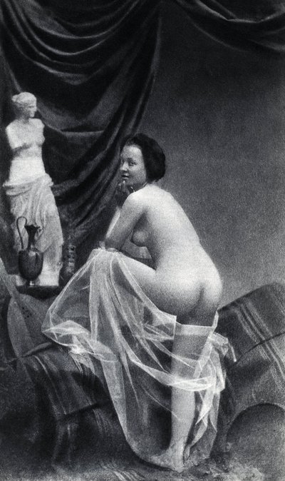 Nackte Frau posierend von hinten um 1855 Anonyme Fotografie von Unknown photographer
