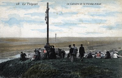 Der Kalvarienberg der Klippe von Aval. Der Treport. Farbige Fotografie aus dem Anfang des 20. Jahrhunderts. von Unknown photographer