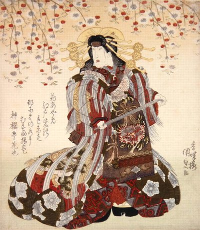 Iwai Kumesaburo II als Agemaki in Sukeroku yukari no Edo zakura ca. 1830 von Utagawa Kunisada