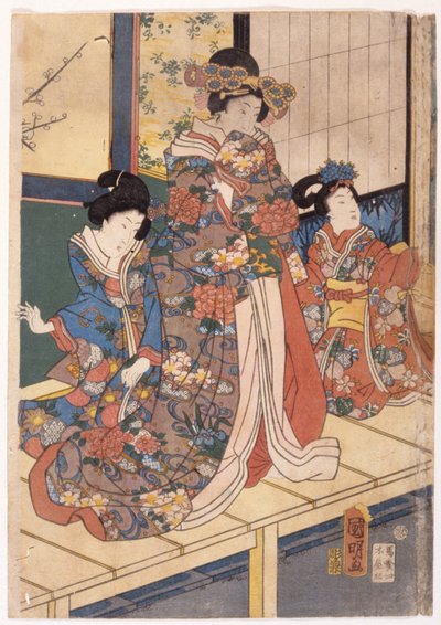 Frühlingsfarben: Löwentanz in einer Villa (Shunshoku Yakata No Shishi-Mai) von Utagawa (1835 1888) Kuniaki