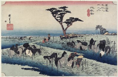 April-Pferdemarkt, Chiryu_, ca. 1833 von Utagawa Hiroshige