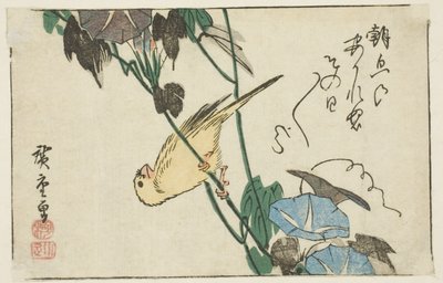 Kanarienvogel und Morgenröte von Utagawa Hiroshige
