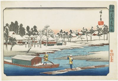 Klares Wetter nach Schnee in Masaki, 1832-1839 von Utagawa Hiroshige