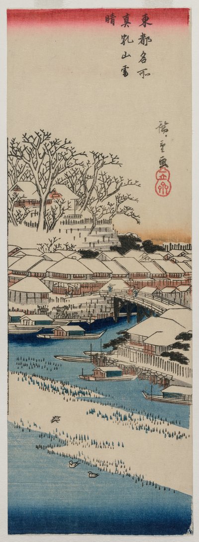 Klares Wetter nach Schnee in Matsuchiyama, aus der Serie Berühmte Orte in der östlichen Hauptstadt von Utagawa Hiroshige