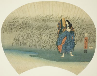 Paar auf der Flucht, aus der Akutagawa-Episode in den Geschichten von Ise von Utagawa Hiroshige