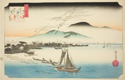 Absteigende Gänse in Katada, aus der Serie "Acht Ansichten von Omi" von Utagawa Hiroshige