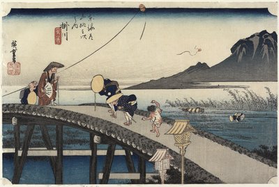 Fernsicht auf den Akiba-Berg, Kakegawa, ca. 1833 von Utagawa Hiroshige