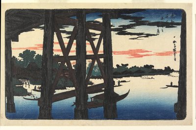 Abendmond an der Ryōgoku-Brücke von Utagawa Hiroshige