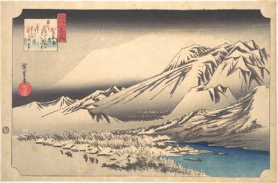Abendschnee auf dem Berg Hira von Utagawa Hiroshige