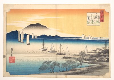 Fischerboote kehren nach Yabase zurück von Utagawa Hiroshige