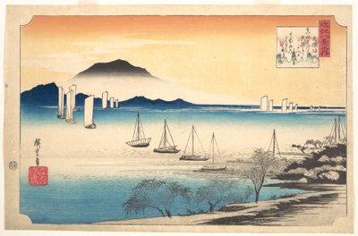 Fischerboote kehren nach Yabase zurück von Utagawa Hiroshige