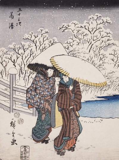 Fujisawa aus der Serie 53 Stationen des Tokaido, 1852 von Utagawa Hiroshige
