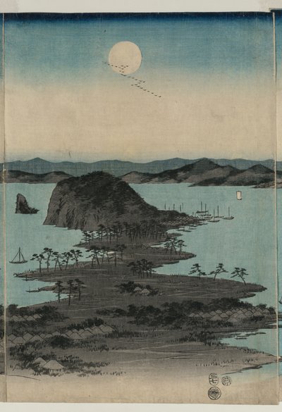 Vollmond über Kanazawa, Musashi von Utagawa Hiroshige