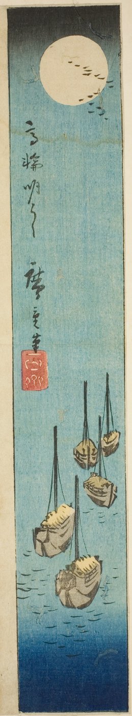 Vollmond über Takanawa (Takanawa meigetsu), Abschnitt eines Blattes aus der Serie "Ausschnitte berühmter Orte in Edo (Harimaze Koto meisho)" von Utagawa Hiroshige