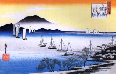 Hiroshige Boote auf einem See von Utagawa Hiroshige