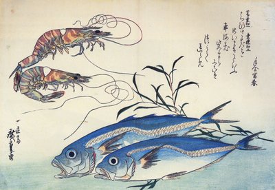 Hiroshige Pferdemakrele und Garnelen von Utagawa Hiroshige
