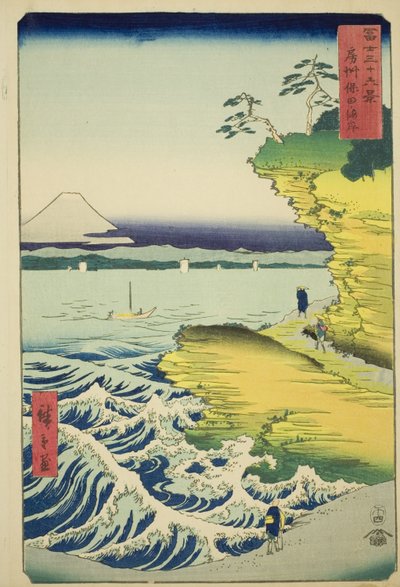 Hota-Strand in der Provinz Awa (Boshu Hota no kaigan), aus der Serie "Sechsunddreißig Ansichten des Berges Fuji (Fuji sanjurokkei)" von Utagawa Hiroshige