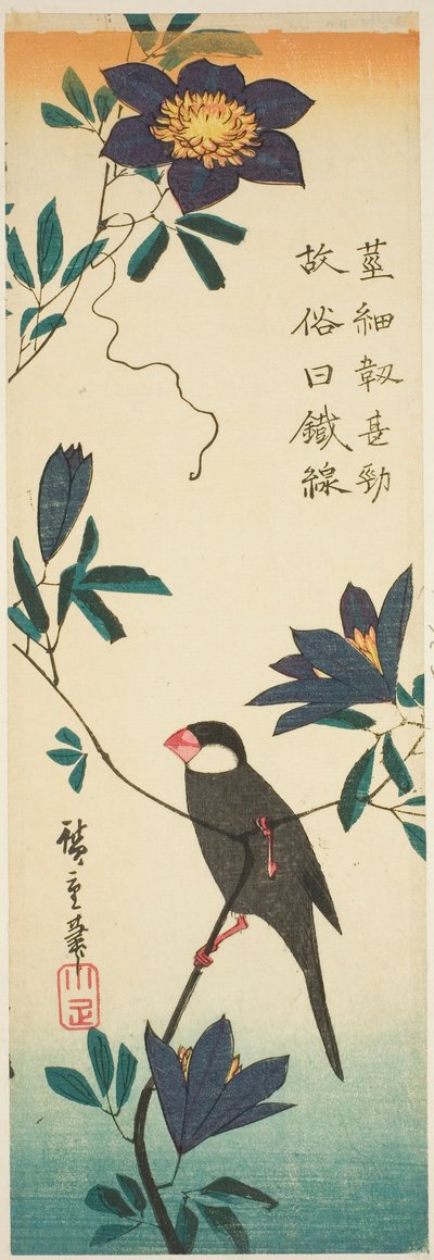 Java-Spatz und Clematis von Utagawa Hiroshige