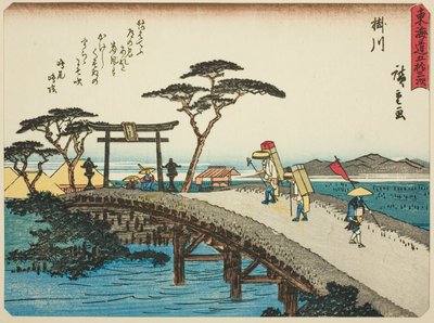 Kakegawa, aus der Serie Dreiundfünfzig Stationen des Tokaido (Tokaido gojusan tsugi), auch bekannt als der Tokaido mit Gedicht (Kyoka iri Tokaido) von Utagawa Hiroshige
