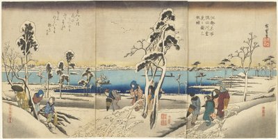 Koto meisho Sumida-gawa yuki-mi no zu san-mai tsuzuki von Utagawa Hiroshige