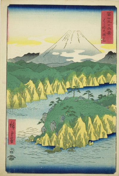 See bei Hakone (Hakone no kosui), aus der Serie "Sechsunddreißig Ansichten des Berges Fuji (Fuji sanjurokkei)" von Utagawa Hiroshige