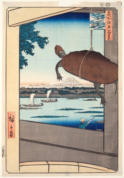 Mannen-Brücke, Fukagawa, aus der Serie "Hundert berühmte Ansichten von Edo" von Utagawa Hiroshige