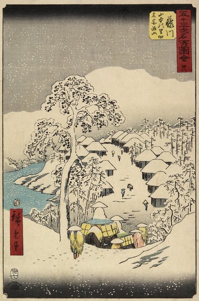 Nr. 38 Yamanaka-Dorf in Fujikawa, Juli 1855 von Utagawa Hiroshige