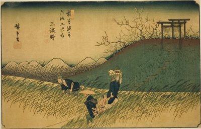 Nr. 42: Midono, aus der Serie „Neunundsechzig Stationen des Kisokaido (Kisokaido rokujukyu tsugi no uchi)“ von Utagawa Hiroshige