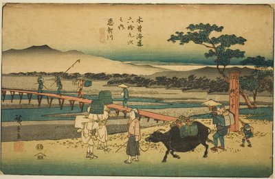 Nr. 66: Echikawa, aus der Serie "Neunundsechzig Stationen des Kisokaido (Kisokaido rokujukyu tsugi no uchi)" von Utagawa Hiroshige