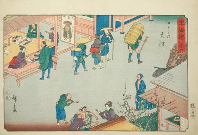 Otsu—Nr. 54, aus der Serie "Dreiundfünfzig Stationen des Tokaido (Tokaido gojusan tsugi)", auch bekannt als Reisho Tokaido von Utagawa Hiroshige