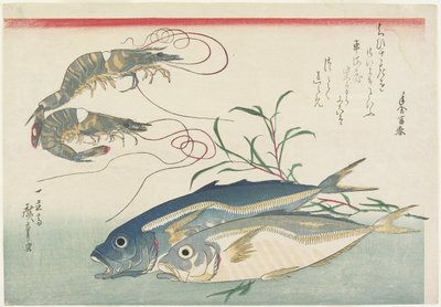 Garnelen, Pferdemakrelen und Knöterich, 1832-1833 von Utagawa Hiroshige