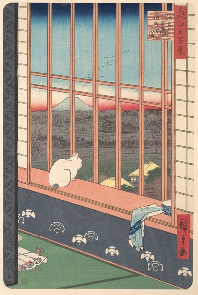 Festbesucher kehren vom Tori no Machi Festival in Asakusa zurück, aus der Serie Hundert berühmte Ansichten von Edo von Utagawa Hiroshige